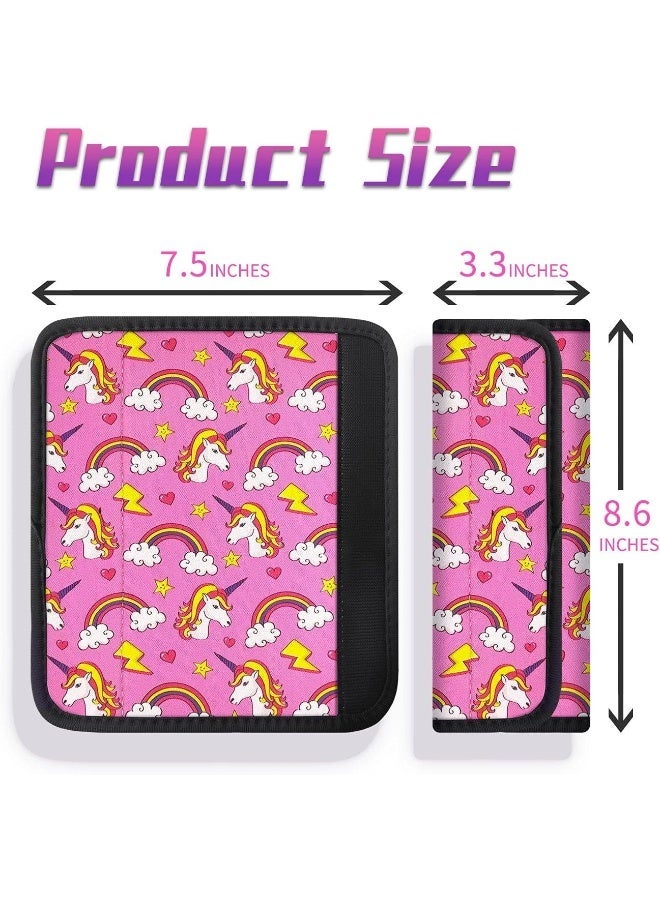 AJLTPA 2Pack Seat Belt Cover for Kids, Cute Unicorn Pattern Car Seat Belt Pads Cover for Girls and Boys, Kid's Seat Belt Cushion, Shoulder Strap Pad (Unicorn) - Image 2